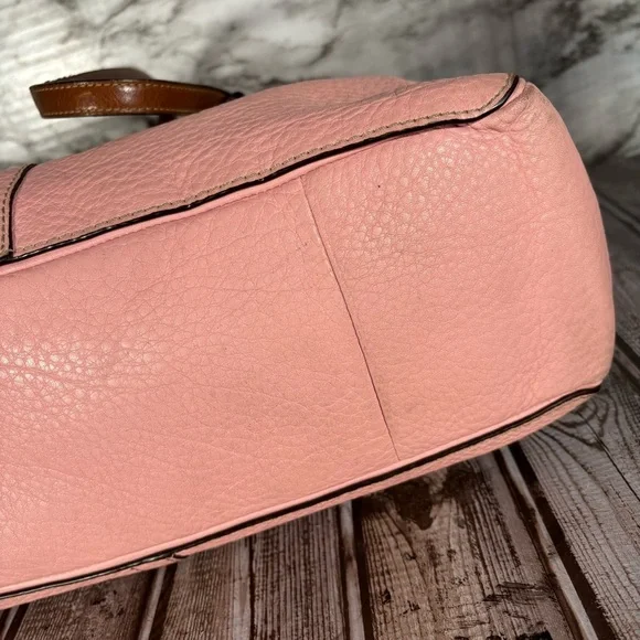 Coach Pink and Brown Leather Tote Bag Purse Double Handles - Picture 5 of 14